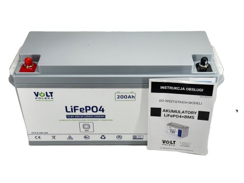 AKUMULATOR LIFEPO4 12,8V 200Ah 200A BMS 2560Wh VOLT POLSKA KAMPER ŁÓDŹ UPS