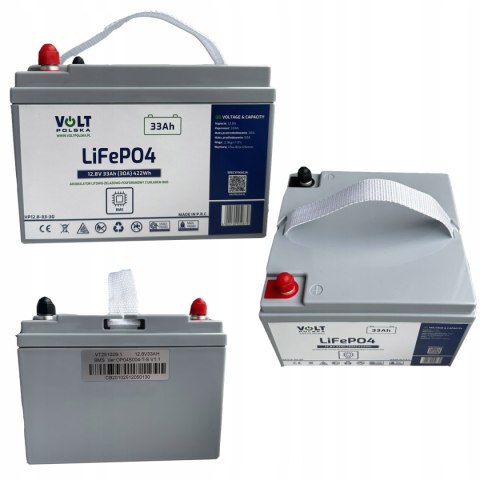 AKUMULATOR LITOWY LiFePO4 12.8V 33Ah (30A) LEKKI FOTOWOLTAIKA ALARMY UPSY