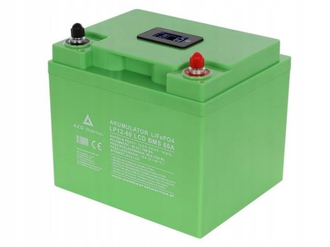 AKUMULATOR LiFePO4 LP12-60 60Ah 12V 60A AZO DIGITAL Z EKRANEM LCD DO ŁODZI
