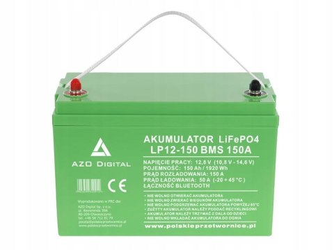 AZO AKUMULATOR LiFePO4 LP12-150 150Ah 12V 150A BMS Bluetooth Mata grzewcza