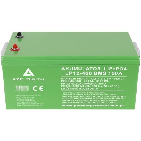 AZO Akumulator LiFePO4 LP12-400 400Ah 12V 150A BMS Bluetooth mata grzewcza