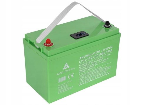 Akumulator LiFePO4 LP12-100 100Ah 12V 100A AZO DIGITAL Z EKRANEM LCD ŁODZI