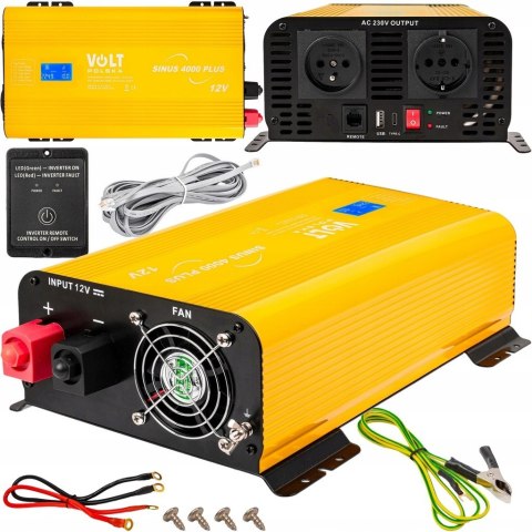 PRZETWORNICA NAPIĘCIA VOLT POLSKA SINUS 4000 DC AC 12V 230V Z PILOTEM LCD
