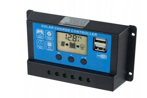 SOLARNY REGULATOR ŁADOWANIA PWM LCD USB 12/24V 10A